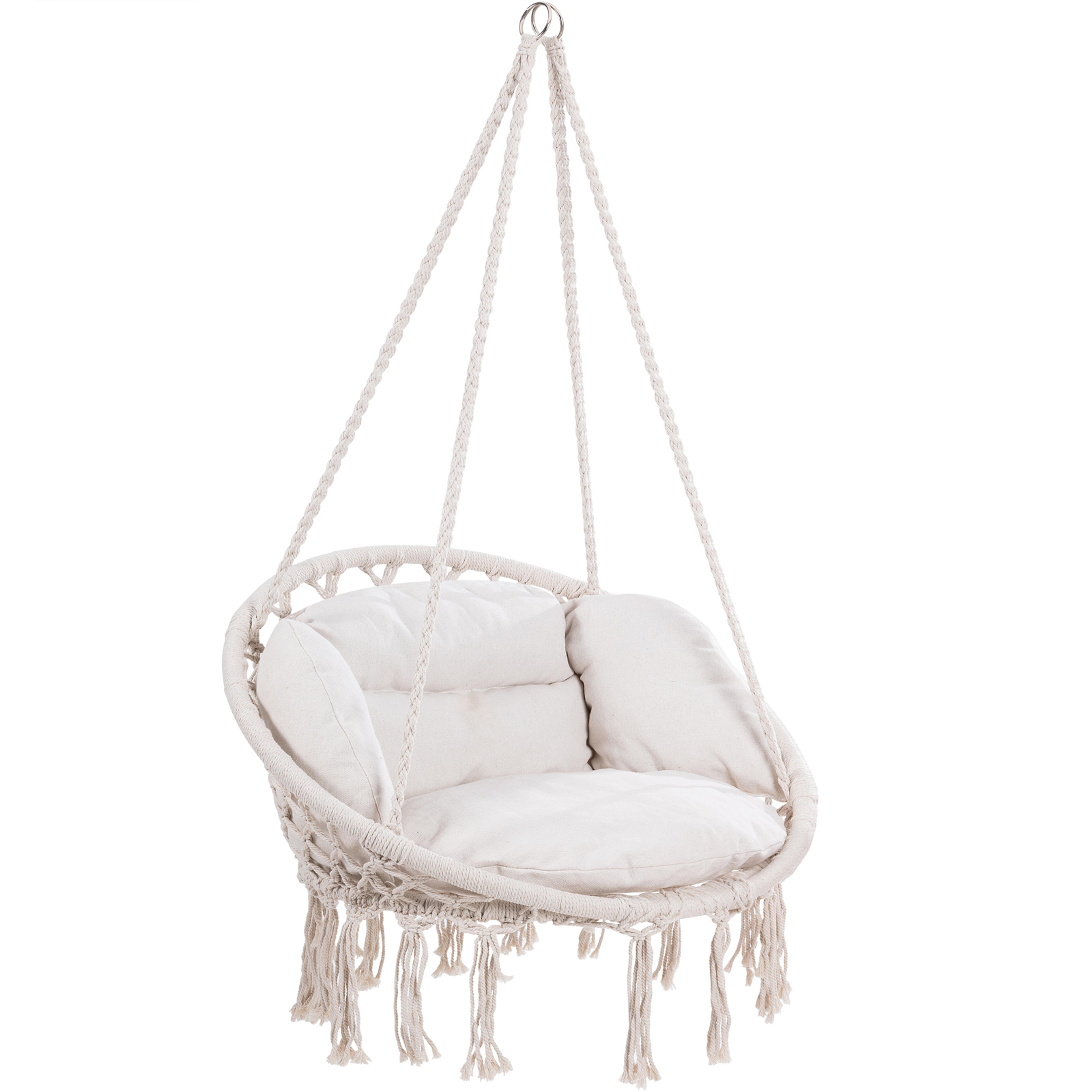 Fauteuil suspendu crème 80x60x140cm avec coussins
